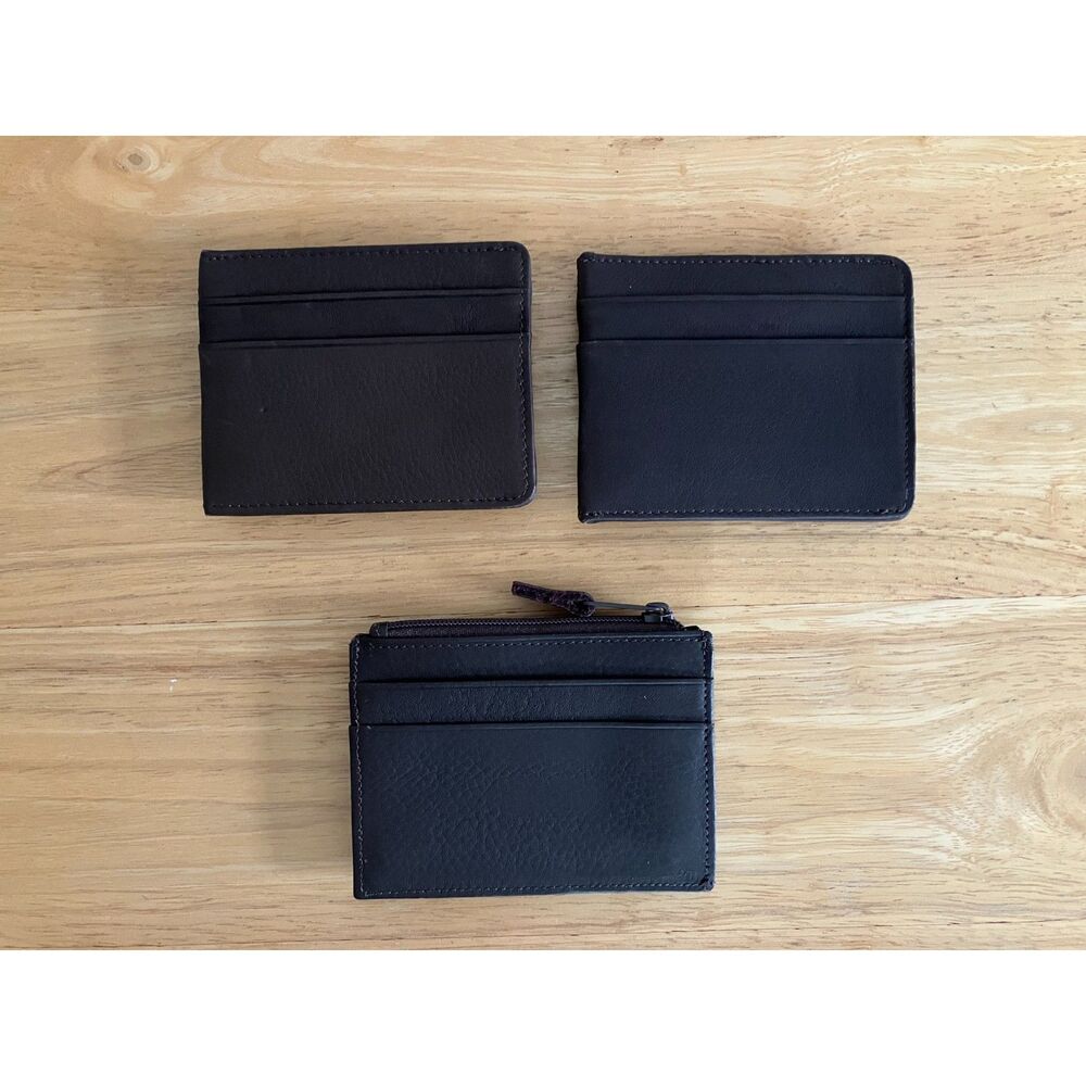 Lot of THREE Dark Brown Wallets With Magnetic Money Clip READ